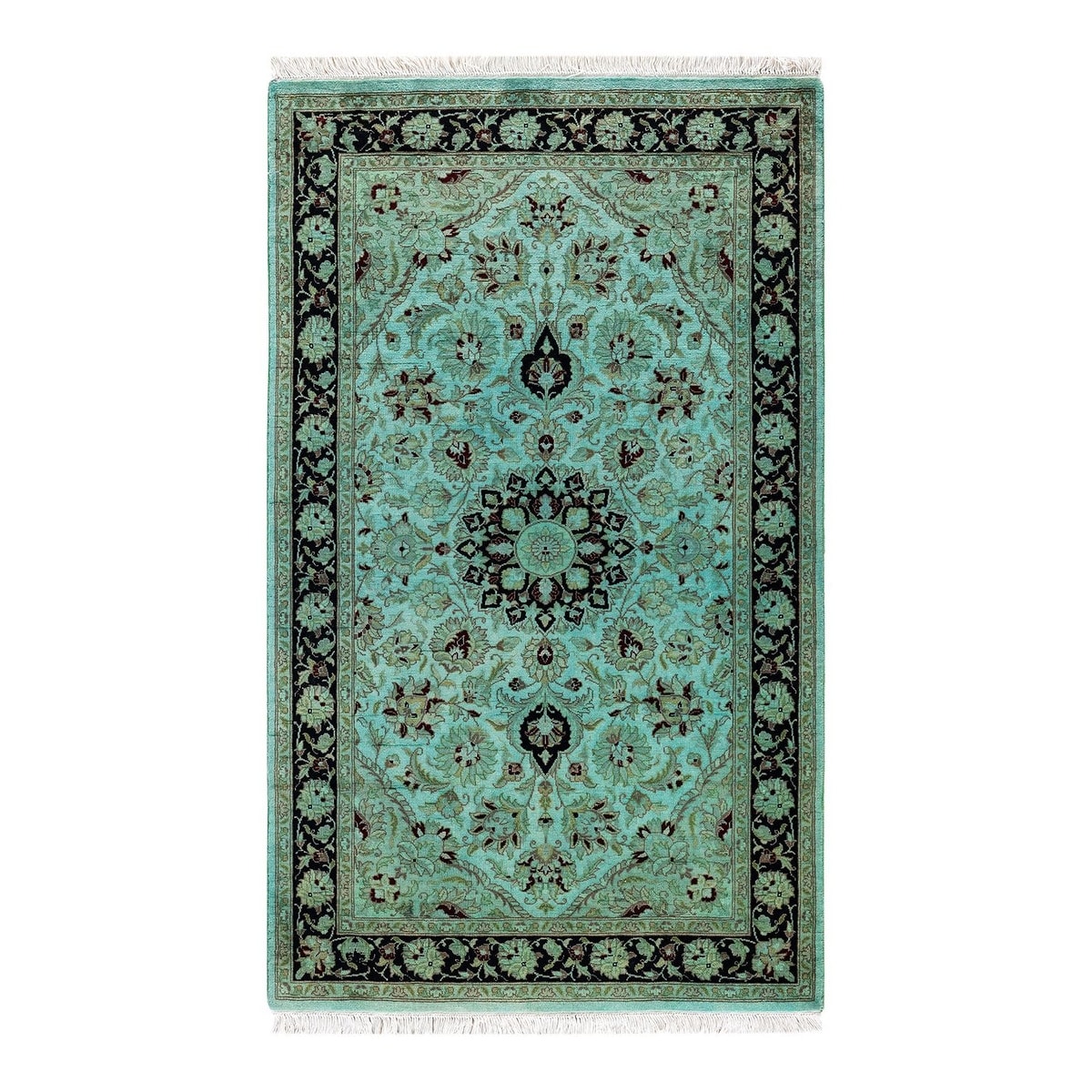 Overton Hand Knotted Wool Vintage Inspired Modern Contemporary Overdyed Blue Area Rug - 3' 2" x 5' 3"