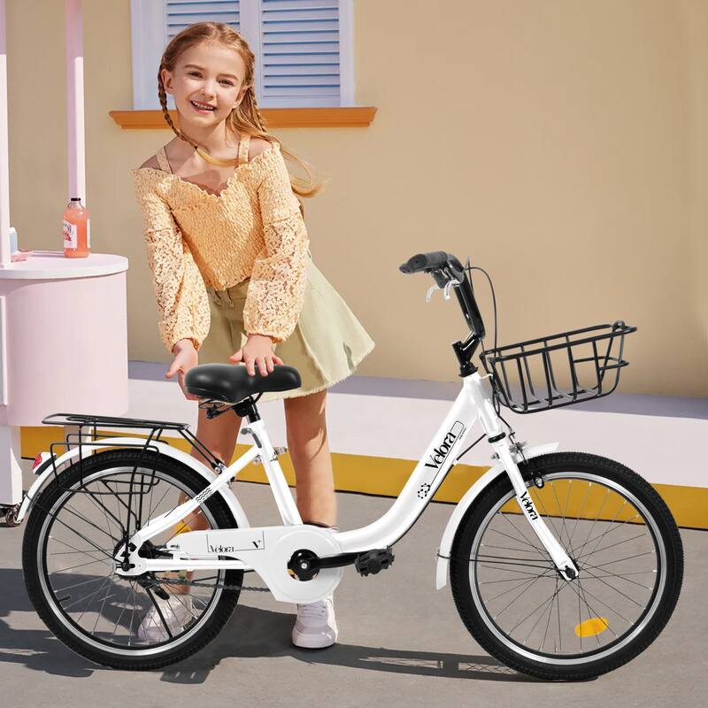 20 Inch Kids Bike for Boys & Girls, Children's Bicycle with Coaster Brake & V-Brake, 1-Speed, Chain Guard & Rear Rack