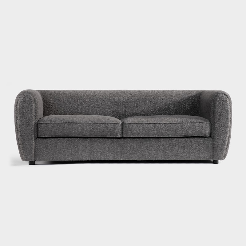 Furniture of America Vanessa Modern Curved Arms Boucle Sofa Set with Seat Cushion and Wooden Legs, 2-Piece or 3-Piece Options