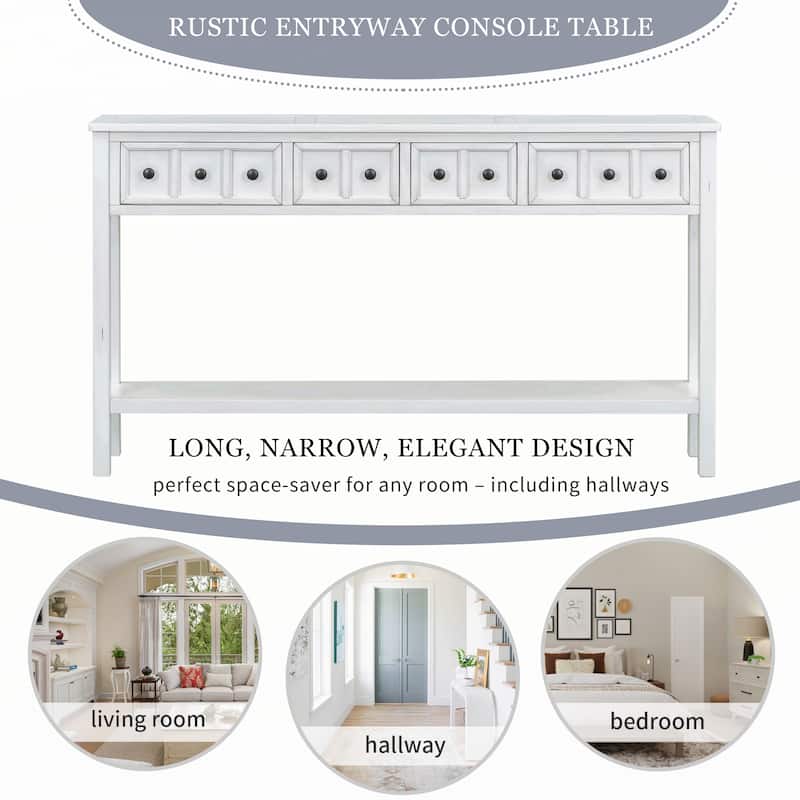 Rustic Entryway Console Table(Antique White)
