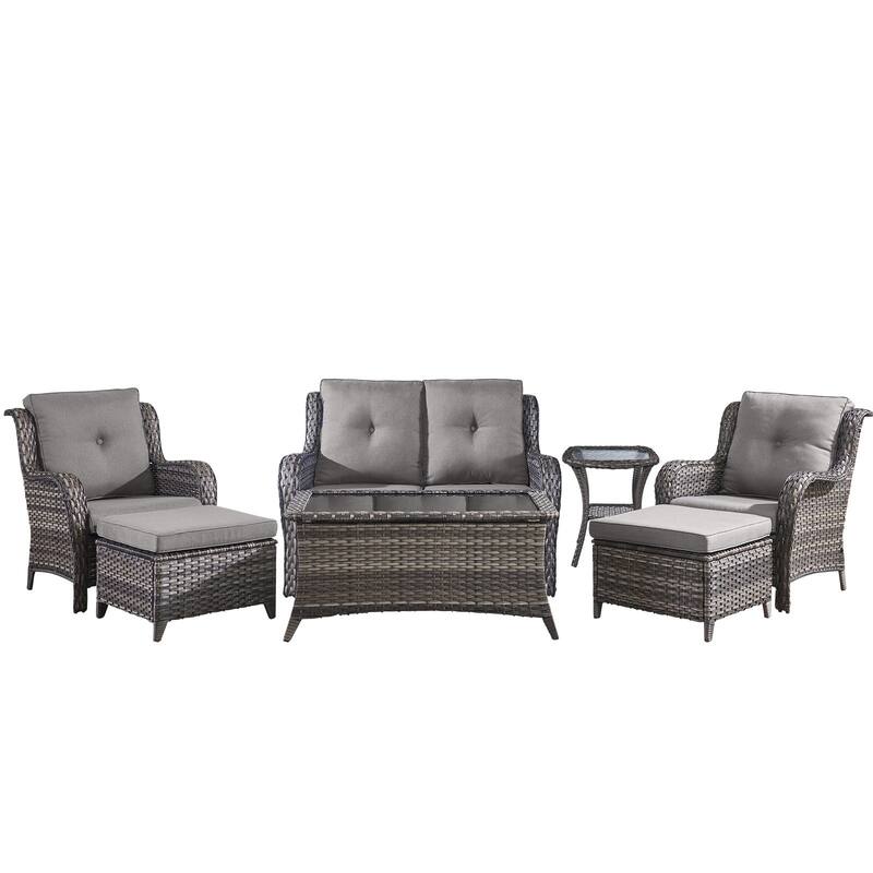 Outdoor Loveseat Sofa with Chair Ottoman Table