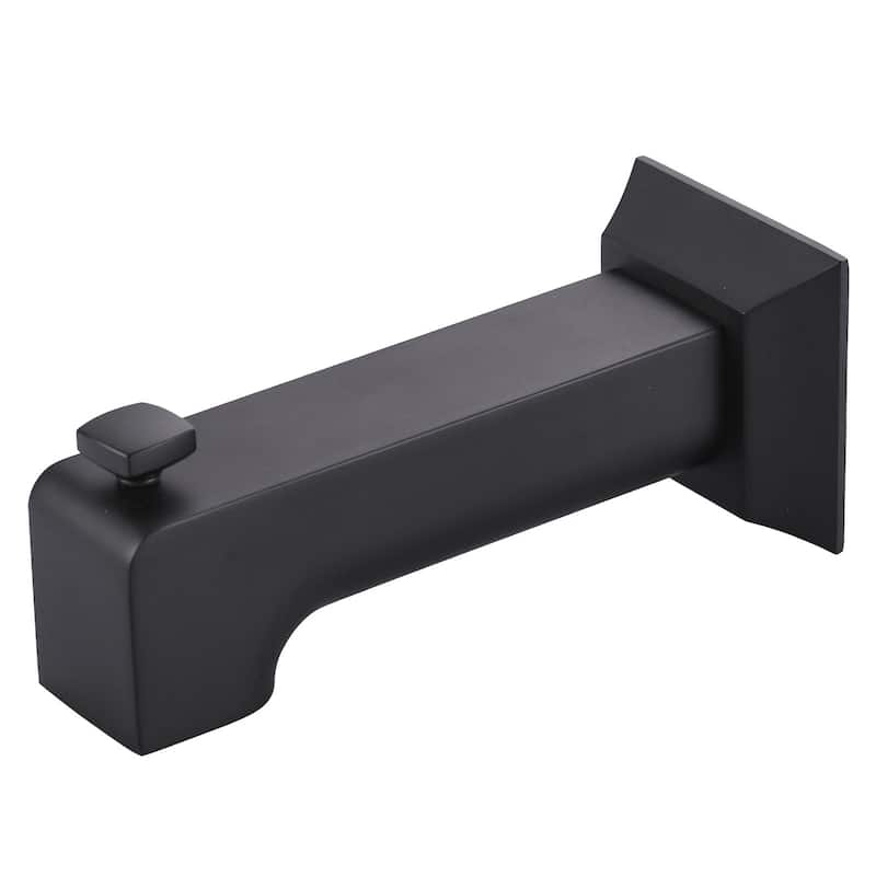 WOWOW Wall-Mounted Square Bathtub Spout with Diverter - Matte Black