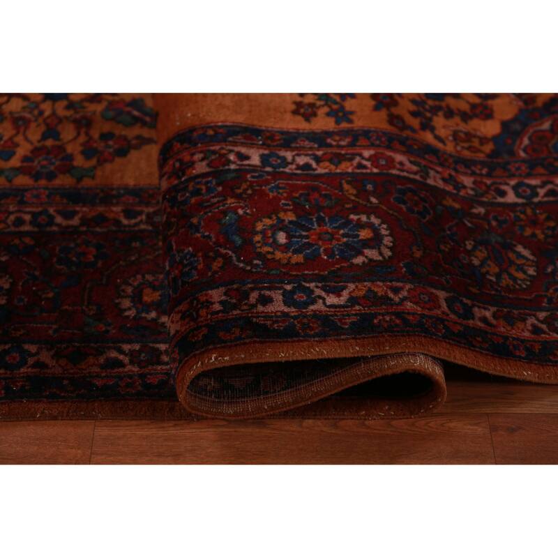 Orange Floral Sparta Turkish Area Rug Hand-Knotted Wool Carpet - 8'10"x 12'10"