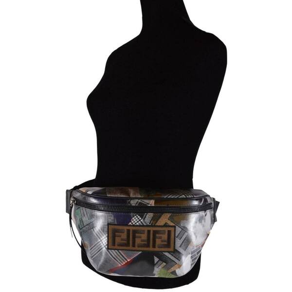 Shop Fendi 7va434 Multicolor Coated Canvas Mania Belt Fanny Waist