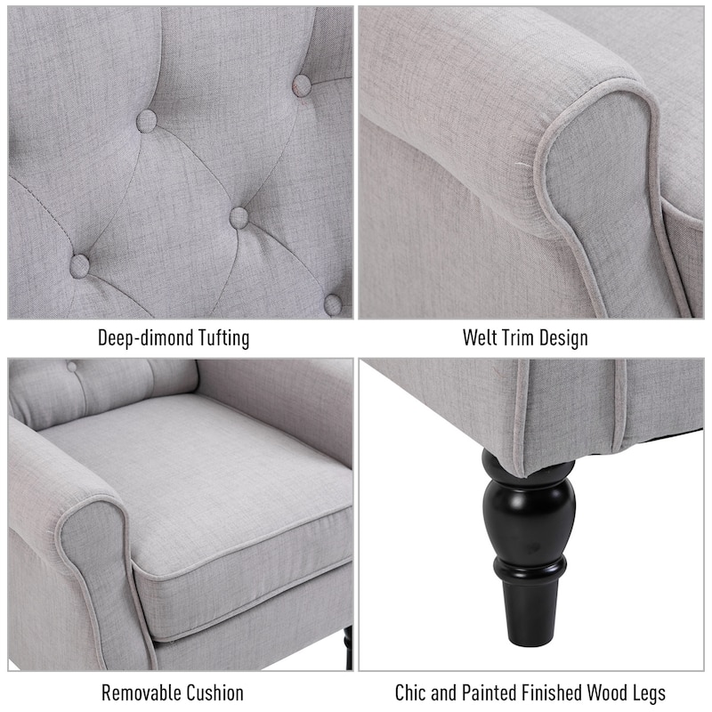 HOMCOM Copper Grove Guanta Tufted Wood Leg Accent Chair