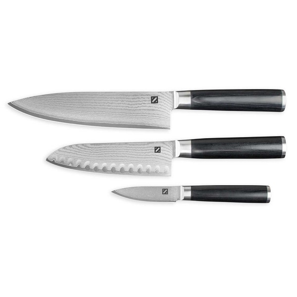 Zelancio Cutlery Premium Japanese VG-10 67 Layer Damascus Steel - 3PC Professional Chef Knife Set, High Carbon Steel Center, Raz