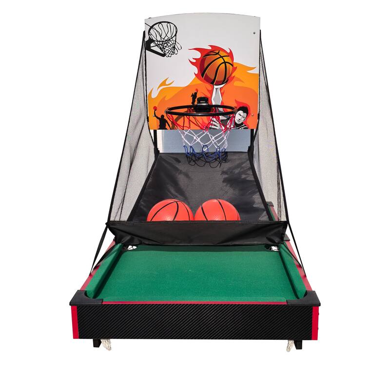 Multi Game Table 36" 2 in 1 Basketball Billiards Parent child Games Indoor Outdoor Game Room Family