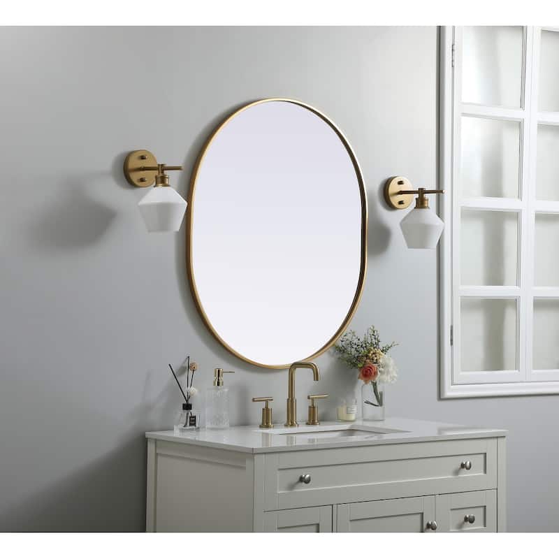 Indigo Home Metal Frame Oval Mirror 30x36 Inch