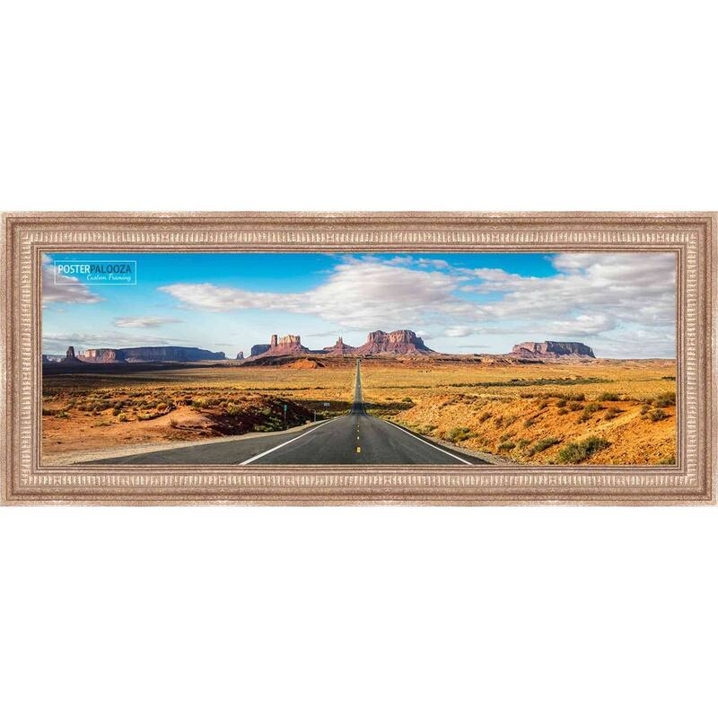 10x24 Traditional Antique Silver Complete Wood Picture Frame with UV Acrylic, Backing, & Hardware