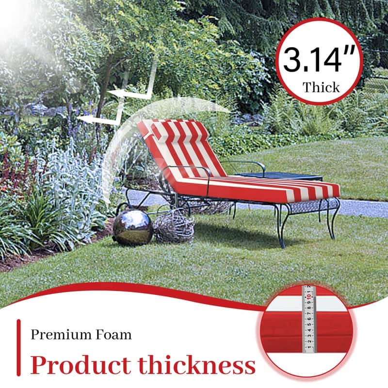 Outdoor Chaise Lounge Cushion, Thicken Waterproof Replacement Back Chaise Cushions for Pool, Sand Beach