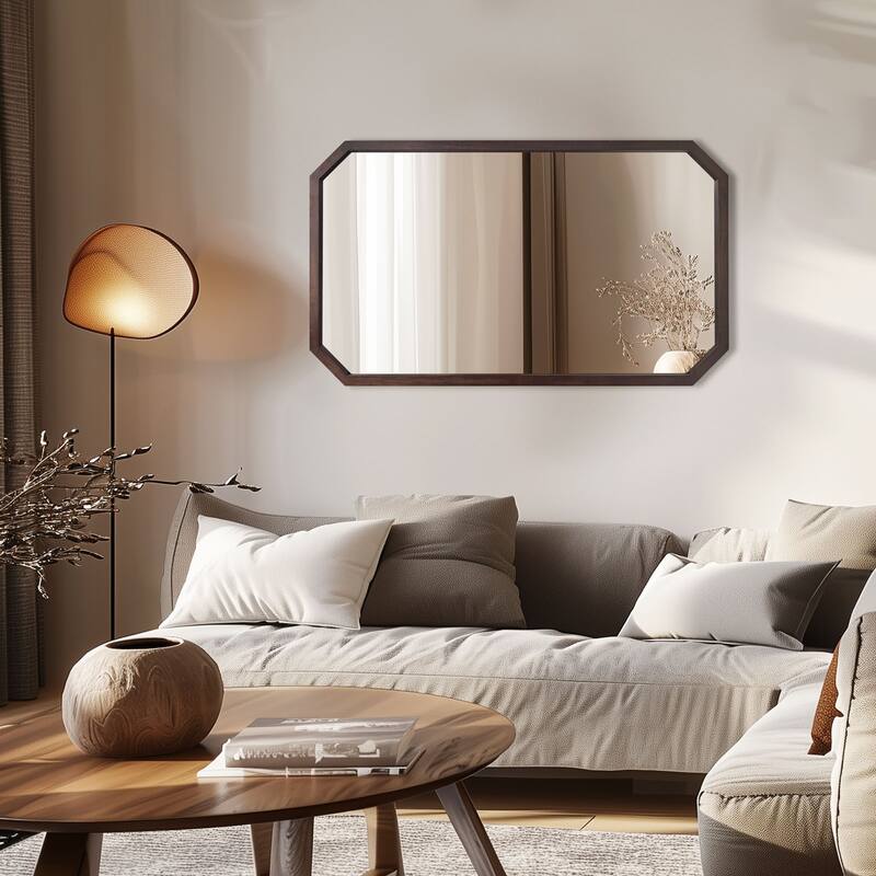Octagon Panel Black Framed Wall Mirror