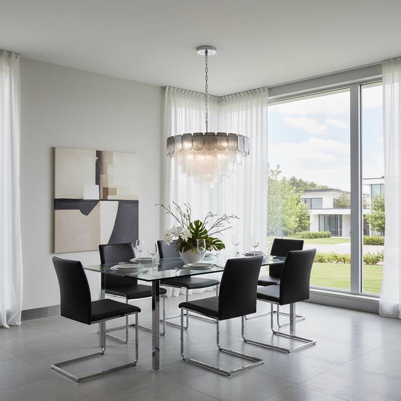 Artcraft Bianca - Chandelier - Polished Nickel - Crystalline with Piastra Type Glassware