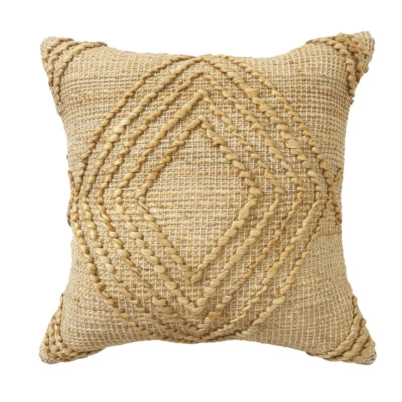 Handmade Geometric Diamond Cotton Throw Pillow Cover - 22" - Brown
