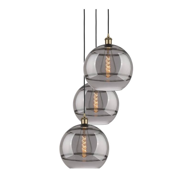Innovations Lighting 113B-3P-41-19 Rochester Pendant Rochester 3 Light - Antique Brass / Smoked