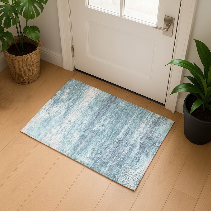 Premium Washable Super Soft Abstract Ombre Mayfield Rug - Teal - 1'8" x 2'6"