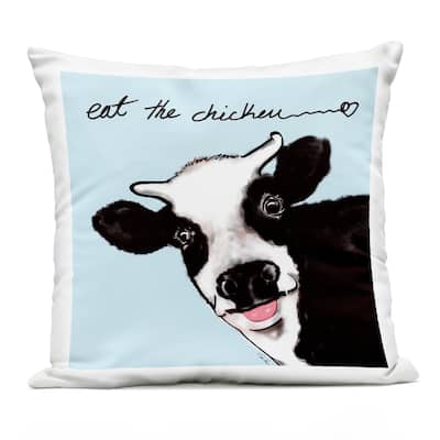 Stupell Eat The Chicken Funny Cow Printed Outdoor Throw Pillow Design by Stella Chang