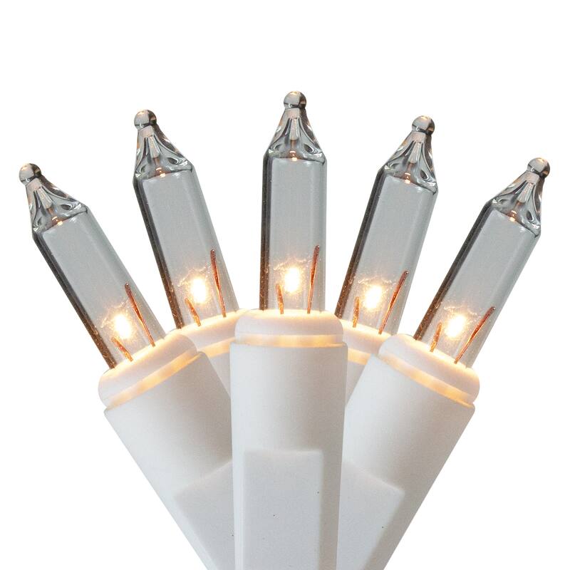300 Clear Mini Icicle Heavy-Duty Commercial Grade Christmas Lights - 18 ft White Wire - 18'