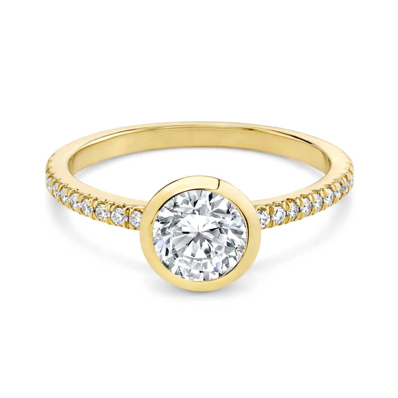 Auriya 14K Gold Bezel Round Diamond Engagement Ring 1.00 - 5.00ct. tw. (F-G, VS) - 5.00 carats - 5 - Yellow