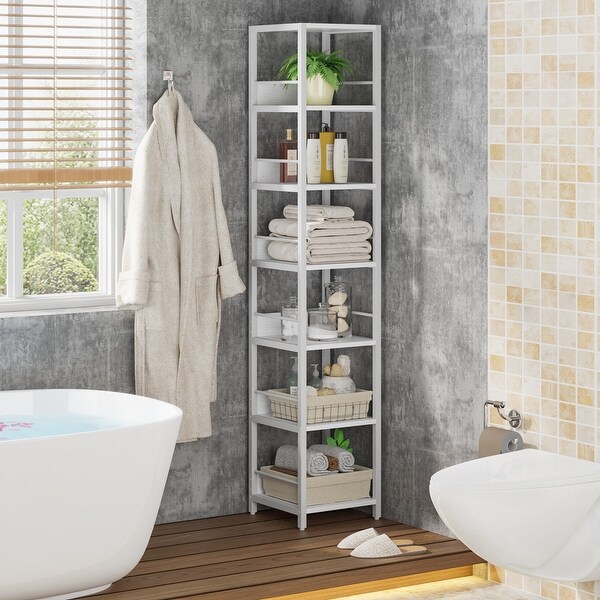 Industrial 75 Tall Solid Corner Shelves 6 Tier Narrow Bookshelf Storage Rack Display Stand On Sale Bed Bath Beyond 36955899