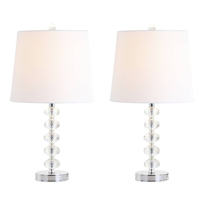 Mark 22" Glass/Metal LED Table Lamp, Clear/Chrome (Set of 2) by JONATHAN Y