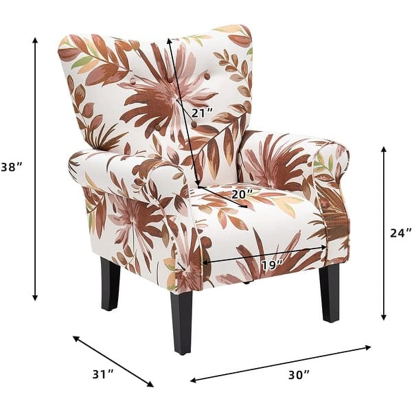 dimension image slide 6 of 12, EROMMY Wing back Arm Chair, Upholstered Fabric High Back Chair with Wood Legs