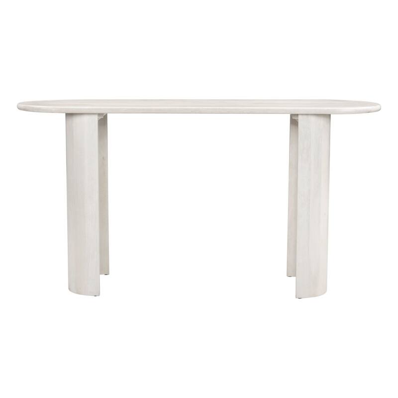 HomeRoots 58" White Solid Wood Oval Console Table - 58.00 in. x 29.90 in. x 19.00 in.