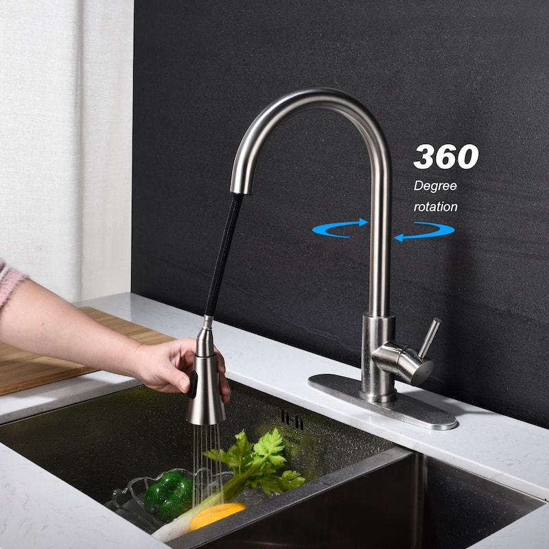 Kitchen Faucet With Pull Out Spraye,And The High-Arc Nozzle Rotates 360°