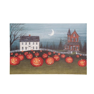 Pumpkin Field Light-Up LED Wall Art - Blue