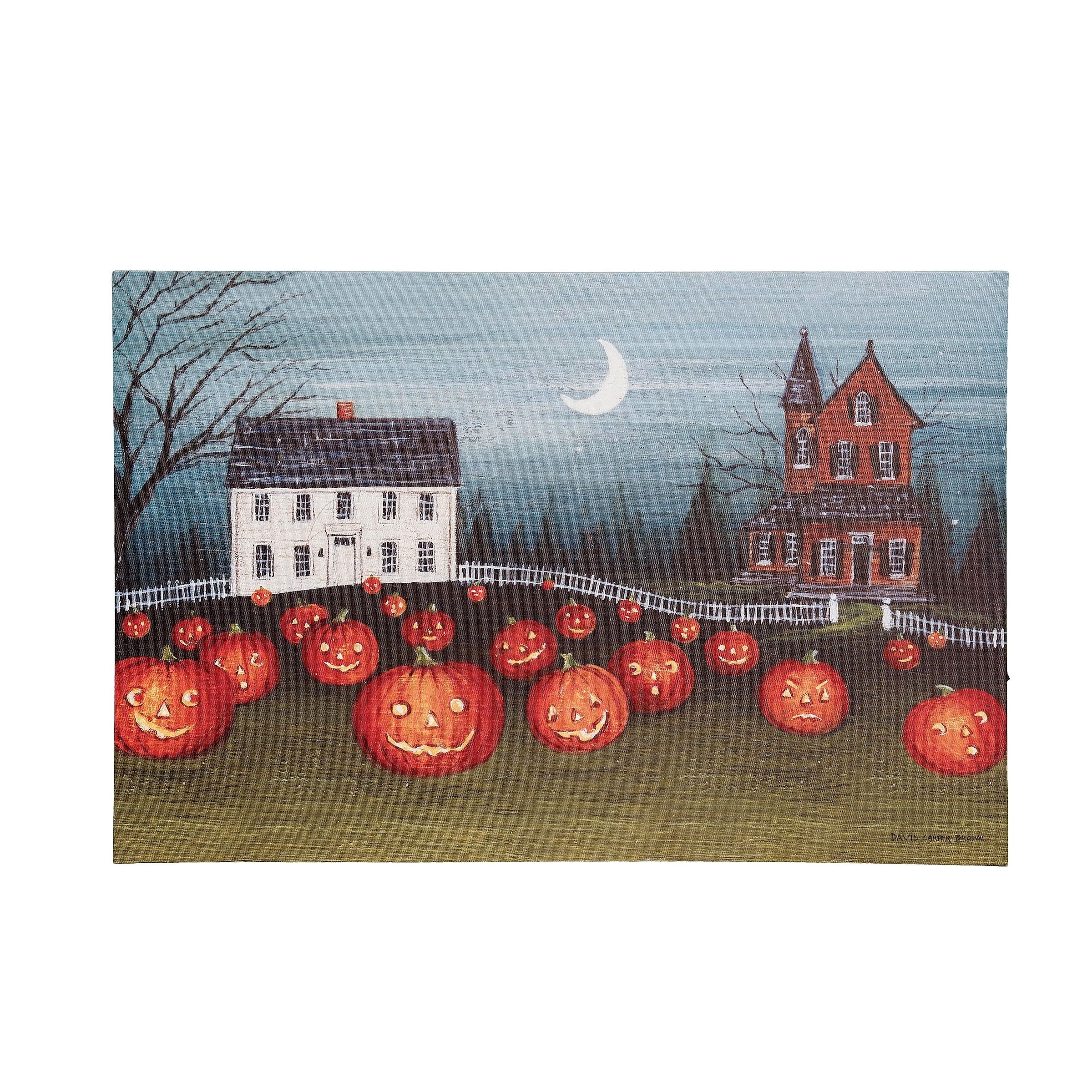 Pumpkin Field Light-Up LED Wall Art - Blue