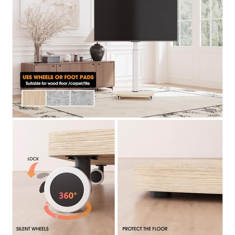 AOKCOS Modern Rolling TV Stand with Wheels for 43 to 75 inch TVs