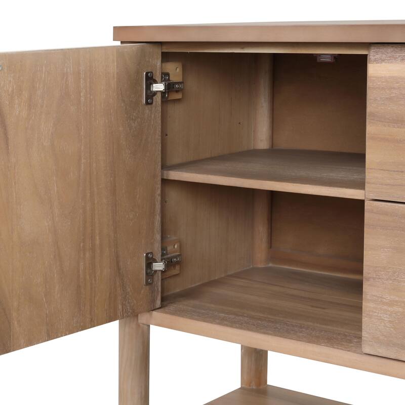 Furniture of America Neme Natural Wood 2-Drawer Dining Server with Open Shelf