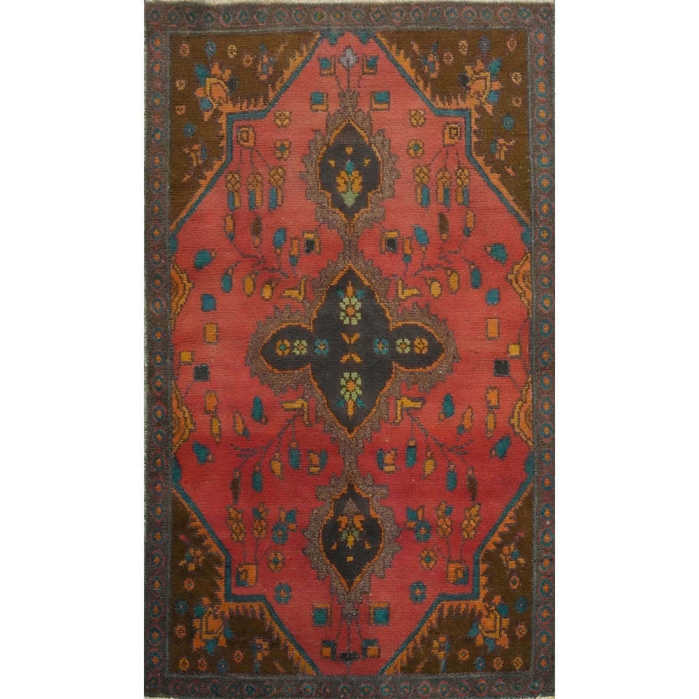 Hand Knotted Oriental 100% Wool Carpet Traditional Medallion Oranges & Rust Tabriz Area Rug - 4' 9'' X 3' 0''