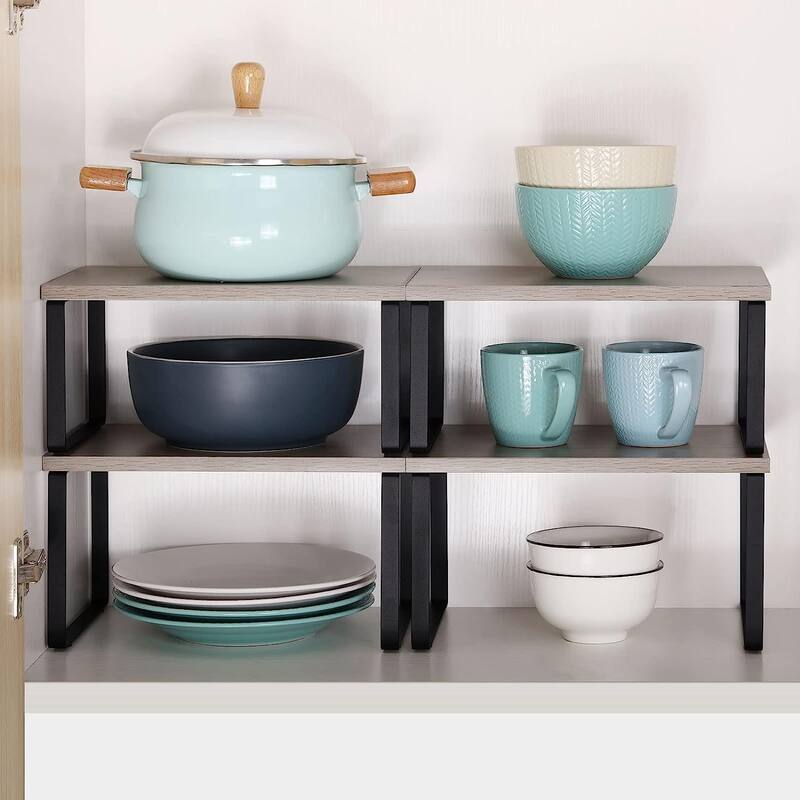 Stackable Kitchen Cabinet Shelves Organizer