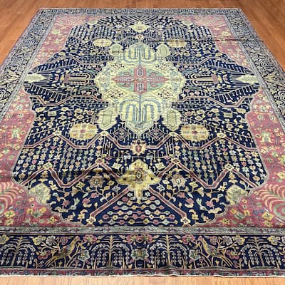 HERAT ORIENTAL Antique 1860s India Agra Wool Rug - 9'2" x 12'9"
