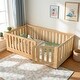 preview thumbnail 26 of 37, Queen Size Montessori Floor Bed with Door & High Fence, Solid Wood Low-Profile Sleep and Play Bed Frame