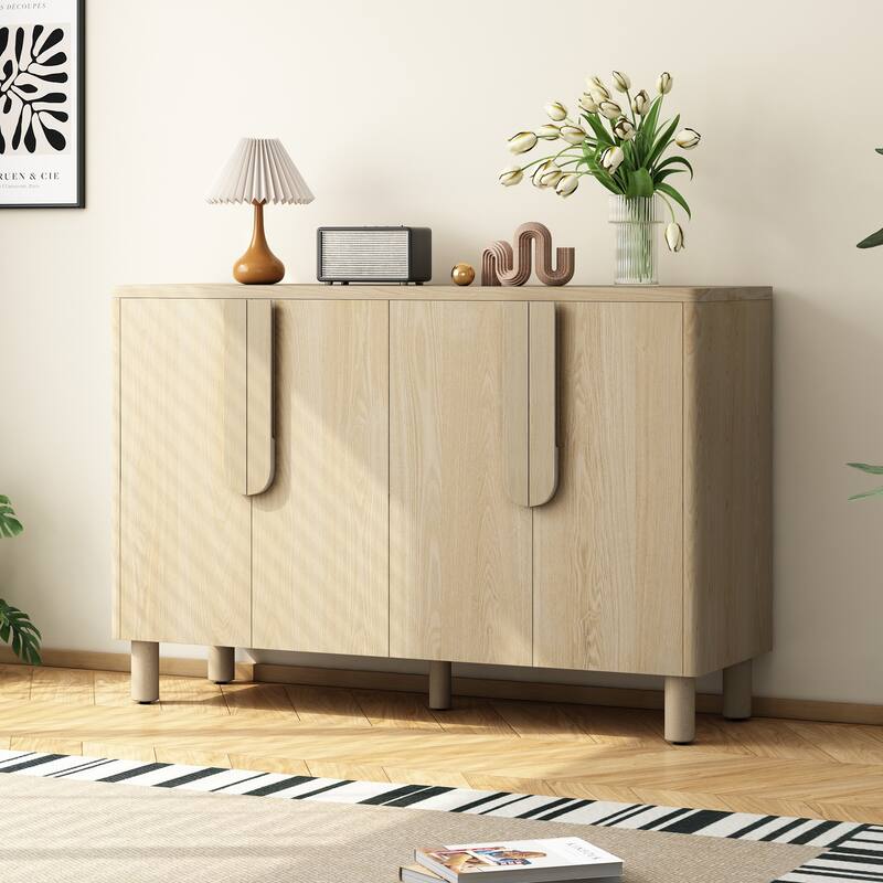 4-Door Buffet Cabinet with Adjustable Shelves for Dining Room