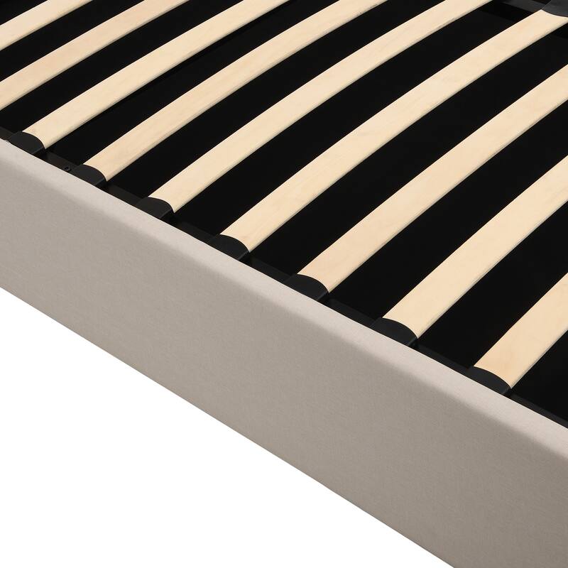 Upholstered Platform Bed with Gas Lift up Storage & Tufted Headboard