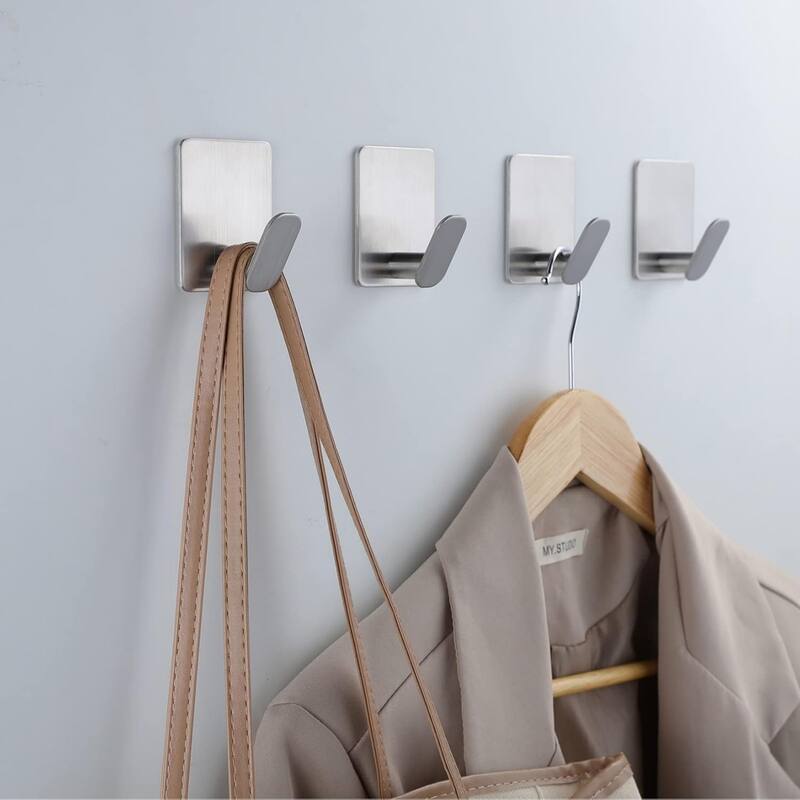 (Pack of 8) Adhesive Hooks Towel/Coat Hooks Stick to Bathroom or Kitchen