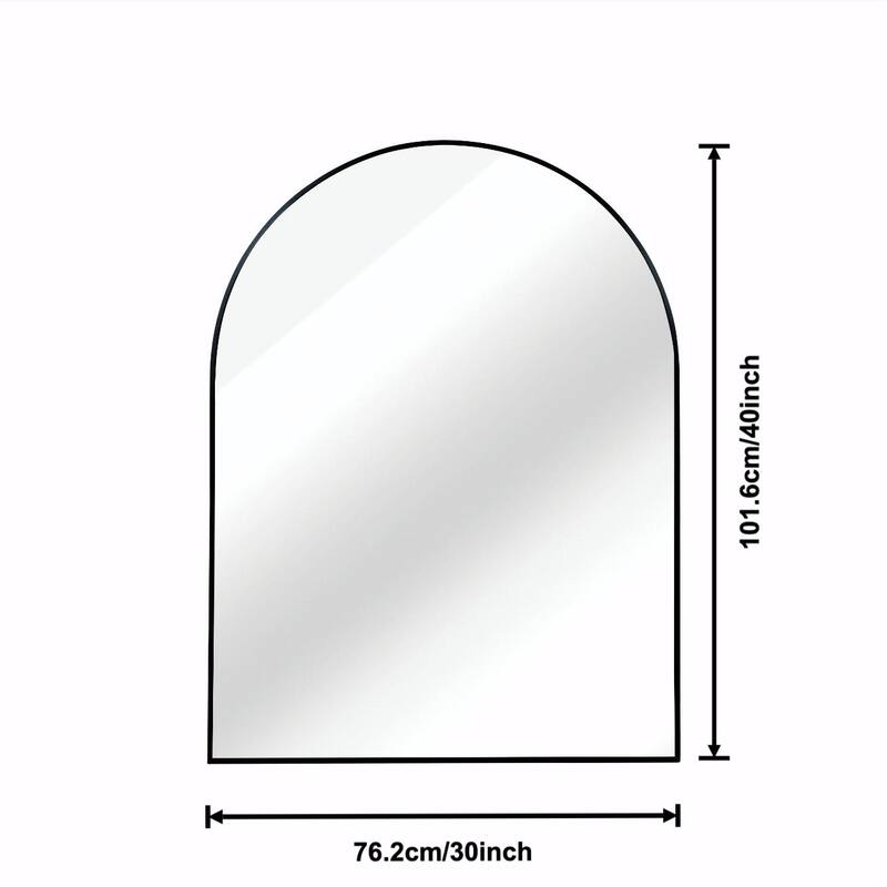 30x40 Inch Metal Framed Arched Bathroom Mirror for Wall