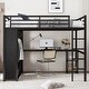 preview thumbnail 1 of 9, Black Full Loft Bed with Built-in Wardrobe, Desk, and Storage Shelves, Space-Saving Design Black - Full