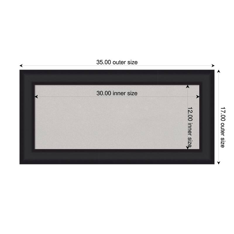 Oliver Black Wood Framed Cork Board - Bulletin Board, Organization Board, Pin Board - Grey - 35 x 17 in