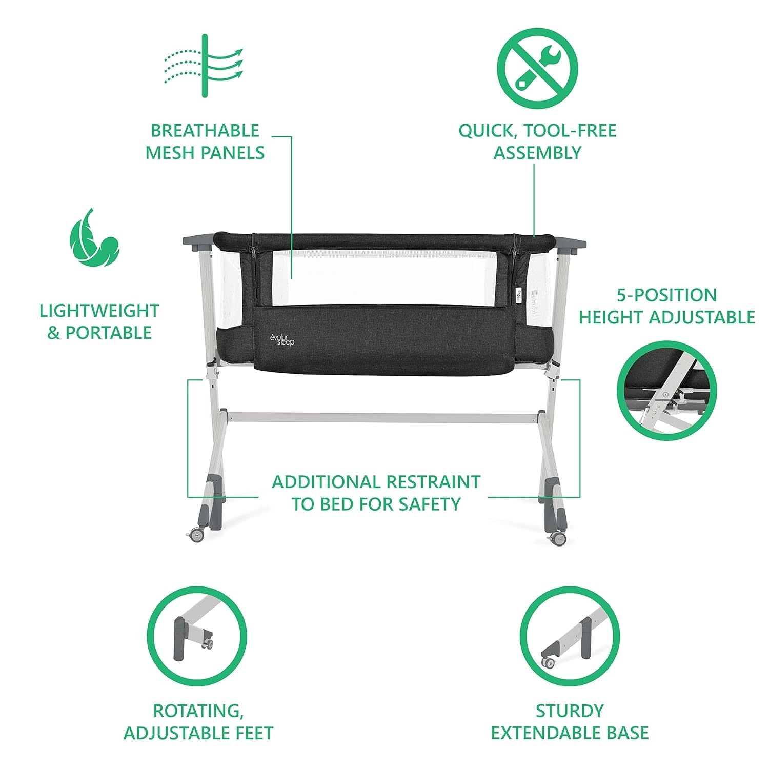 Dream On Me Bassinet Evolur Stellar Bassinet And Bedside Sleeper