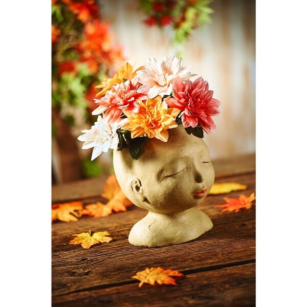 Head of a Lady Indoor/Outdoor Resin Planter 9" Tall Plants Look Like Hair 