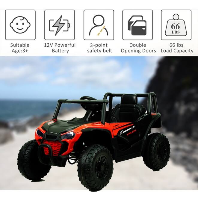 12V Electric Ride-On UTV Car for Kids with Remote Control, LED Lights, Music Player, 3-6 Years