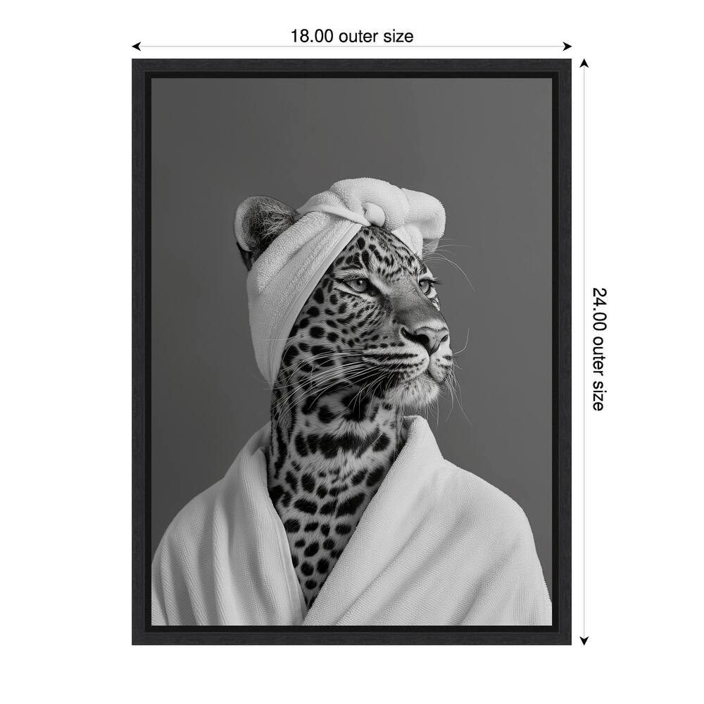 Lady Leopard Spa Day by Niky Rahner Framed Canvas Wall Art