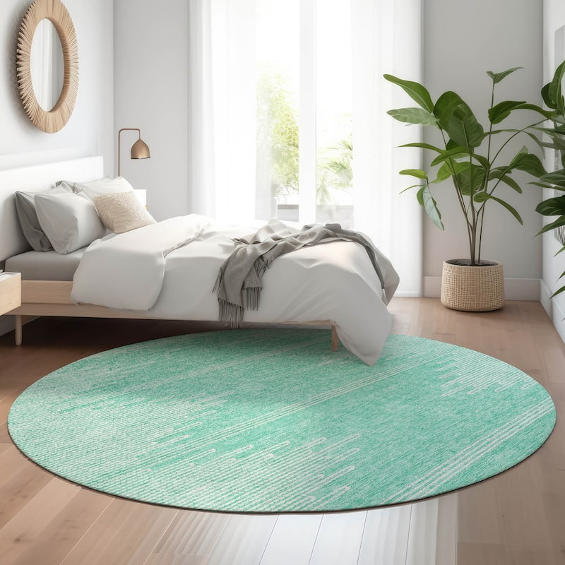 Premium Washable Super Soft Modern Century Mayfield Rug - Teal - 8' x 8' - Round