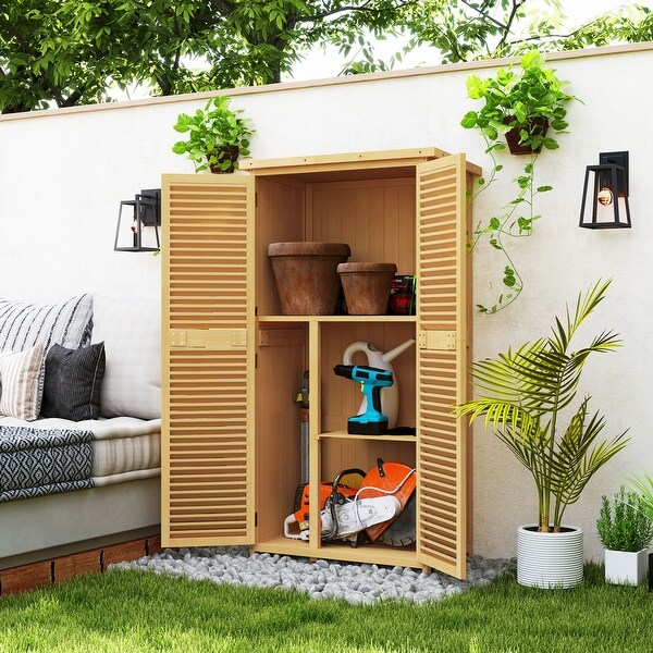 Outsunny 5' x 3' Wooden Outdoor Storage Cabinet, Garden