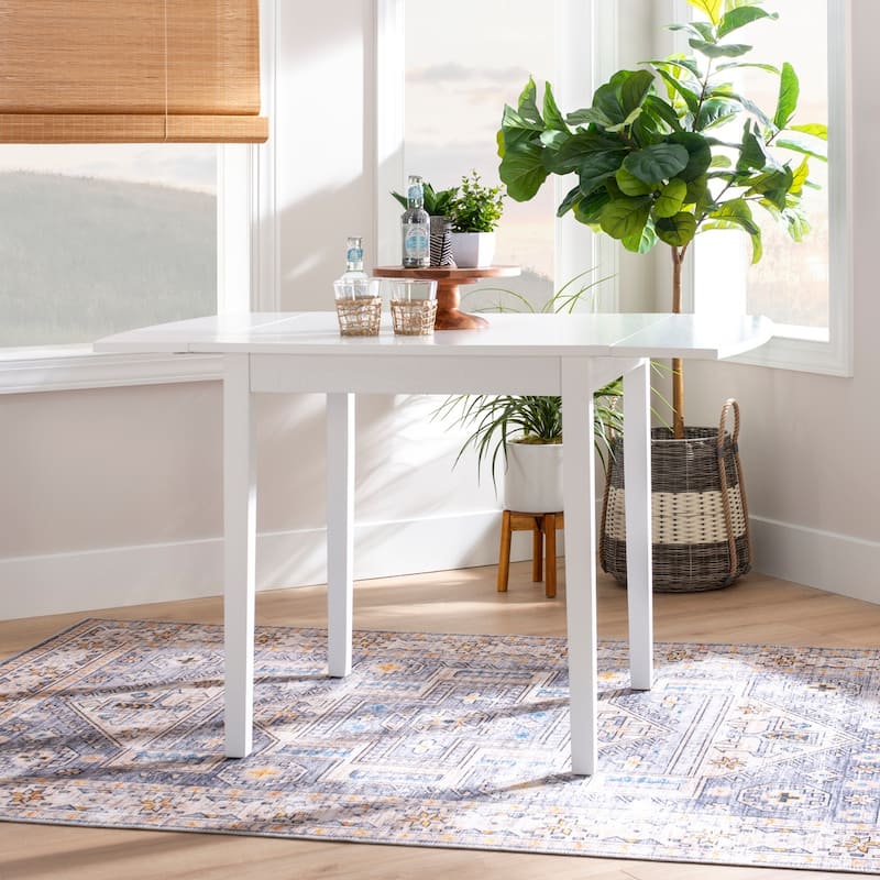 Piedmonth Solid Wood Square Drop Leaf Dining Table - White
