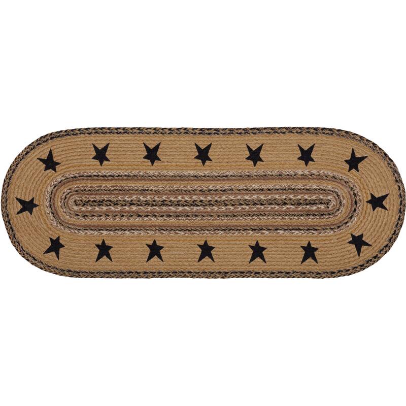 Kettle Grove Stars Border Stenciled Jute Runner