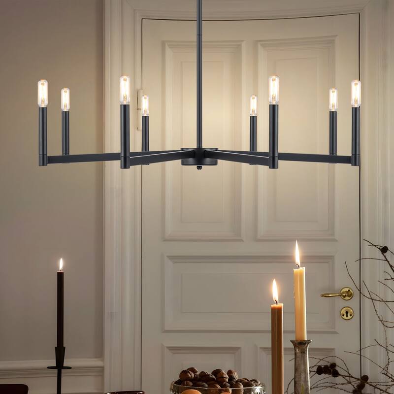 Starskys 8-Light Dimmable Mid-Century Modern Candle Chandelier